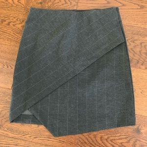 Asymmetrical Dark Grey Skirt with White Stripes